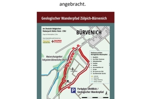 Neuses Hinweisschild Geologischer Wanderpfad, vorher, nachher, am Waldparkplatz 11.07.2025